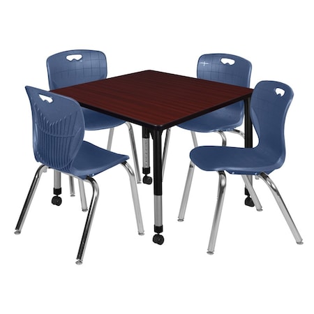 Regency Tables > Height Adjustable > Square Mobile Table & Chair Sets, 36 W, 36 L, 23-34 H, Mahogany TB3636MHAPCBK40NV